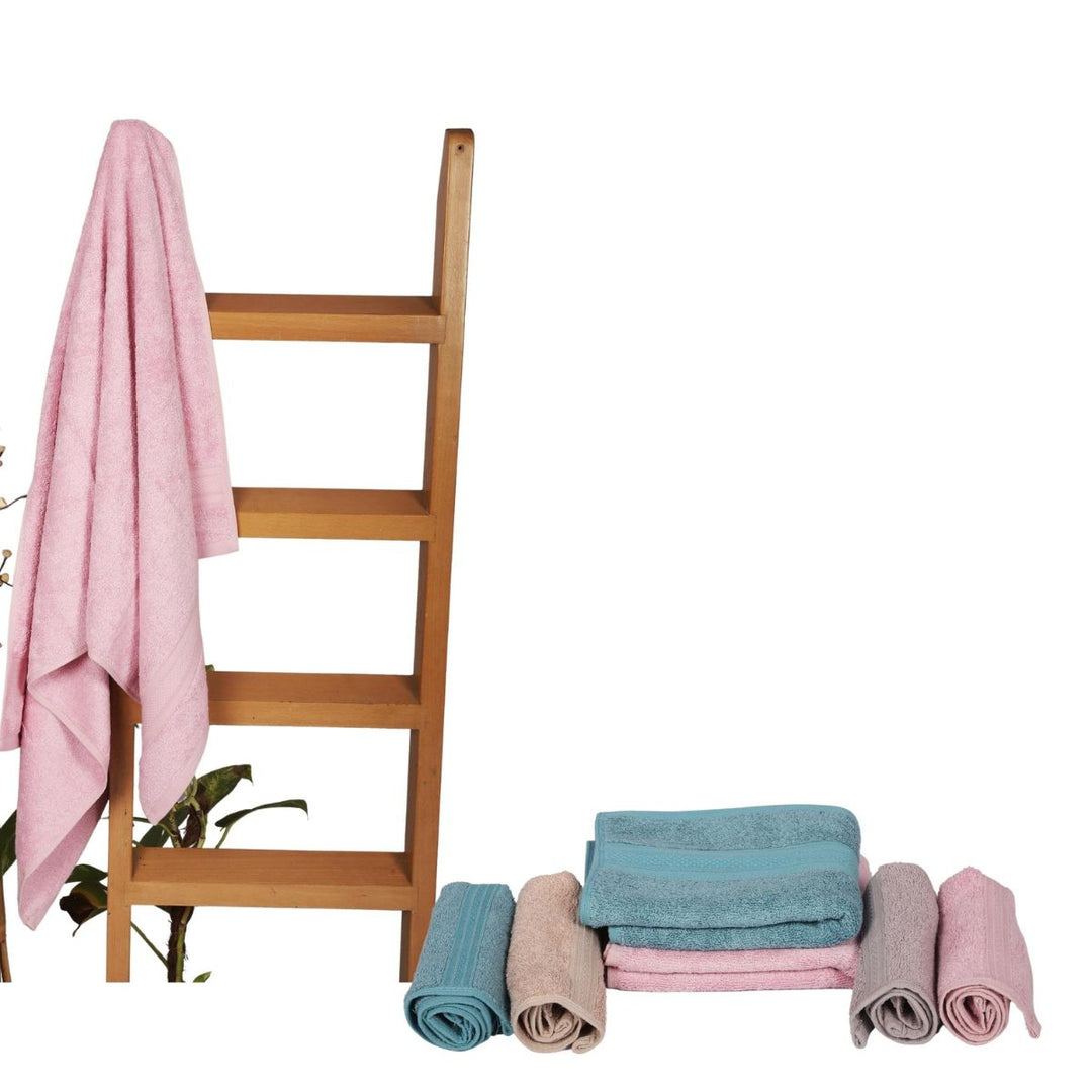 Bamboo Towel In Family Pack | Soft | Pink | Set Of 7