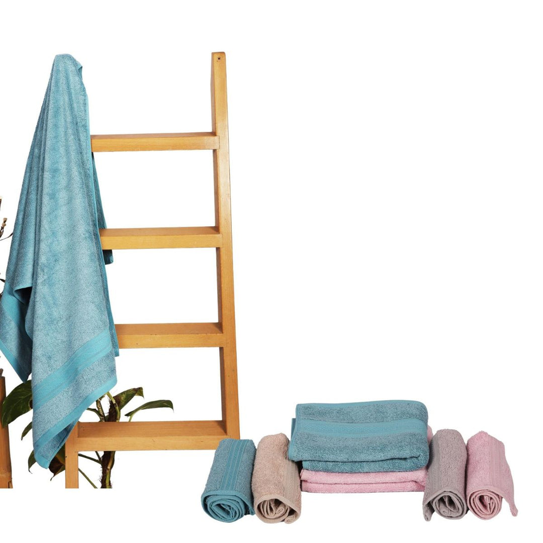 Bamboo Towel In Family Pack | Soft | Cadet Blue | Set Of 7