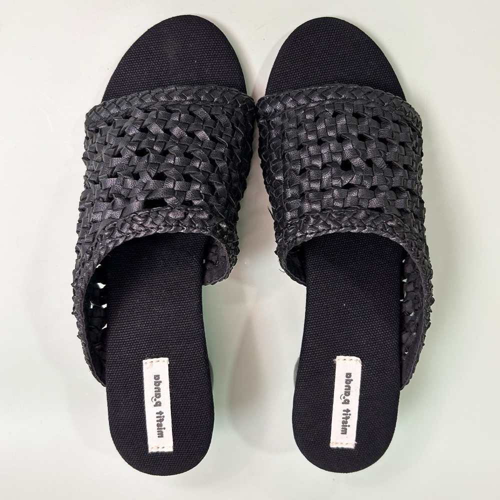 Block Heeled Mules for Women | Made of Cactus Leather | Black