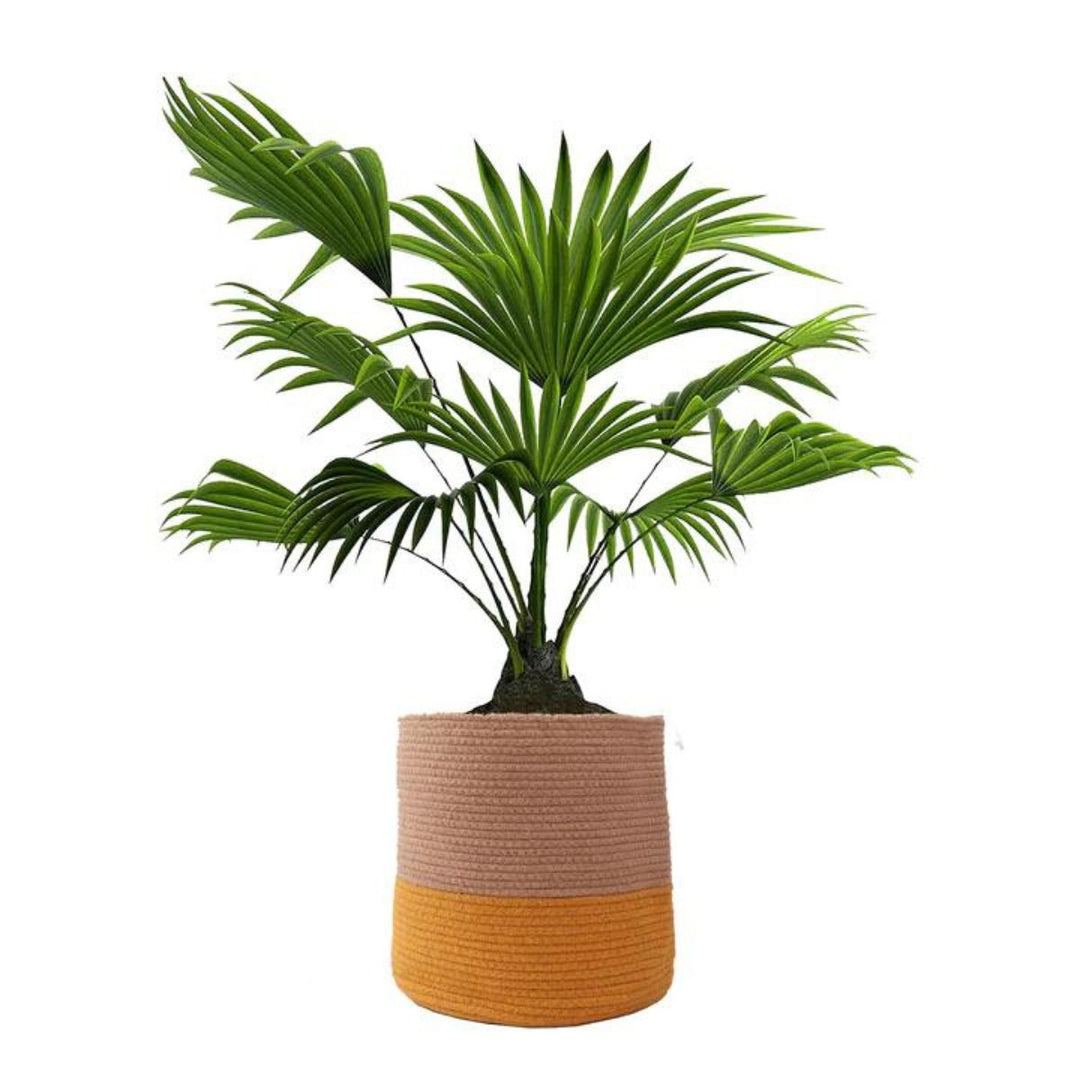 Dual tone Jute Hand-Crafted Baskets / Planters | Yellow & Jute | Large