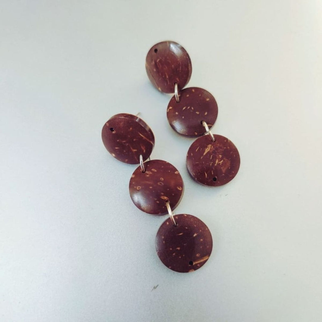 Round Long Dangler Coconut Shell Earrings