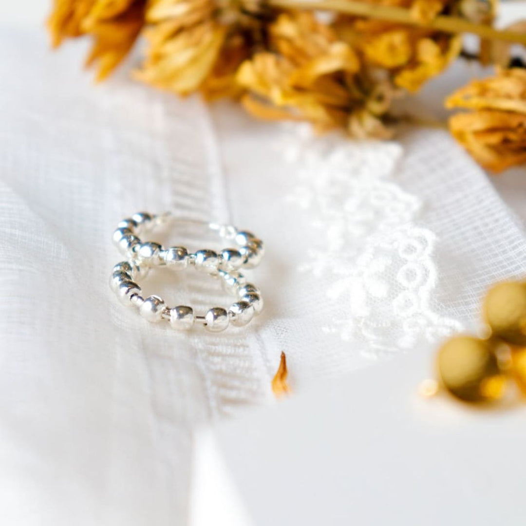 Dots Silver Finish  Hand-Crafted Earrings