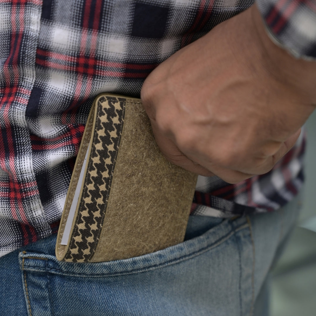 Men Wallet | Coconut Leather | 2 Cash & 1 Coin Pocket | Printed Accent | Peanut Brown