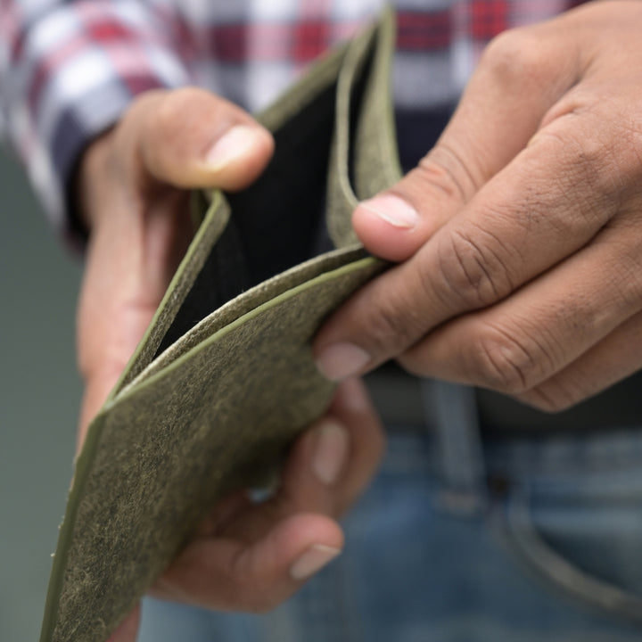 Men Wallet | Coconut Leather | 2 Cash & 1 Coin Pocket | Classy Appeal | Olive