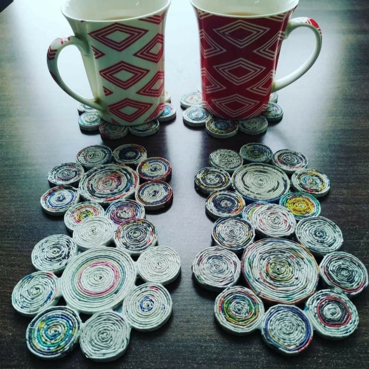 Multicolour Flower Coaster | Paper Craft | Durable | Set of 6