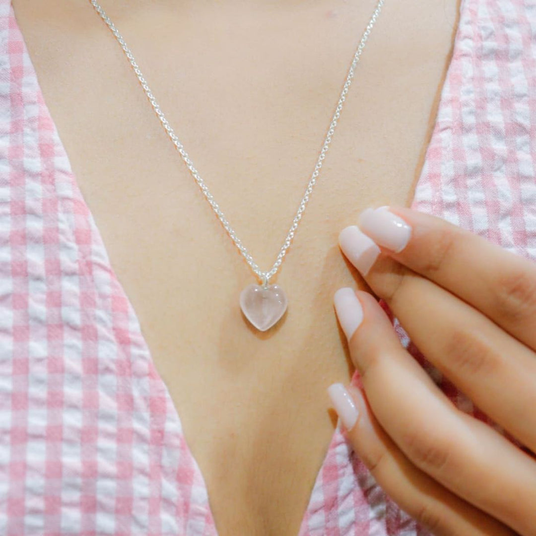 Rose Quartz Stone Pendant With Silver Chain | Healing Jewellery | Classy Look