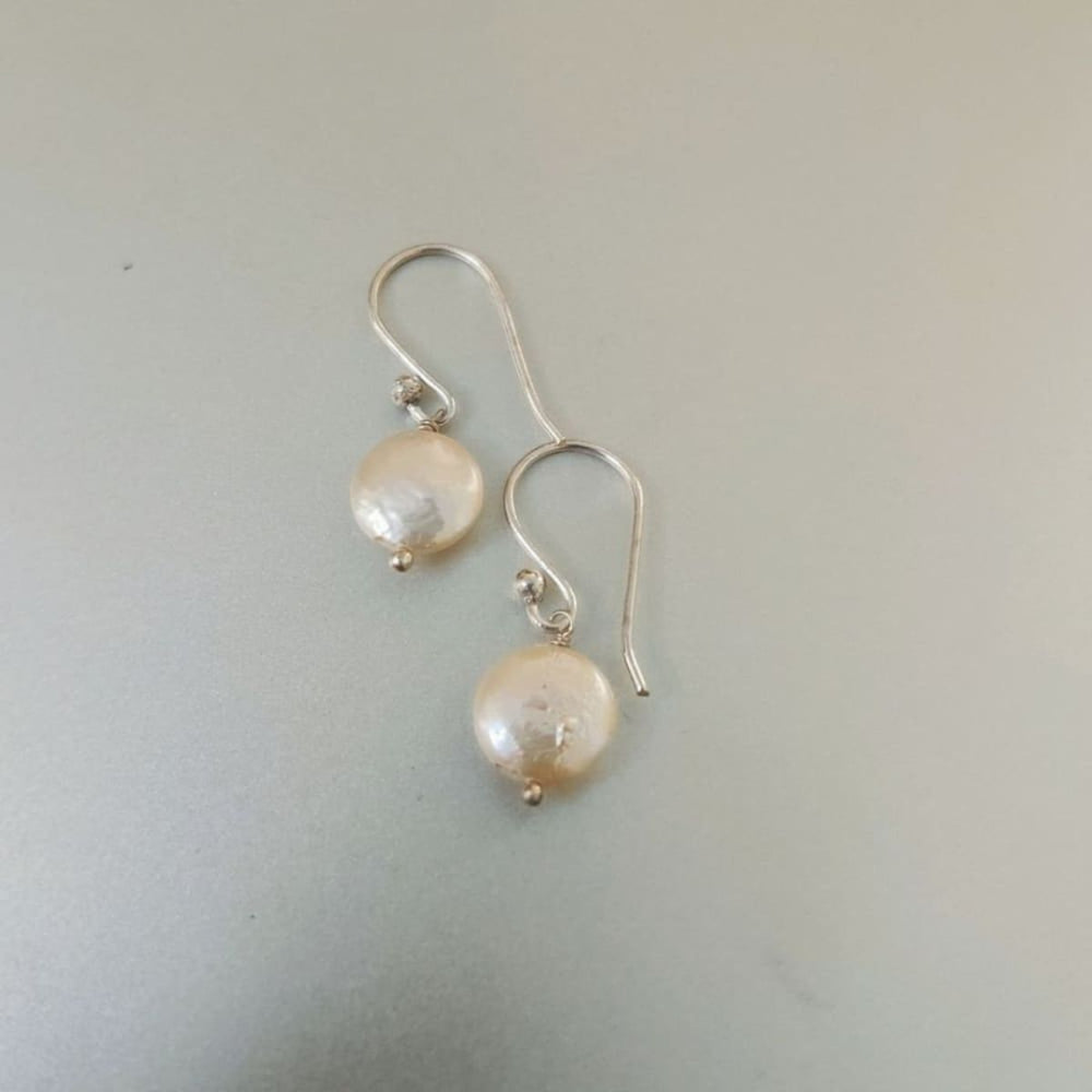 Coin Baroque Pearl Earrings With Silver Hook