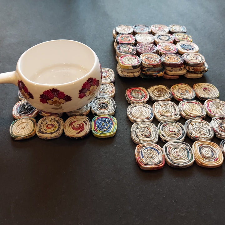 Artistic Paper Coiled Coaster | Unique Table Ware | Durable | Set of 6