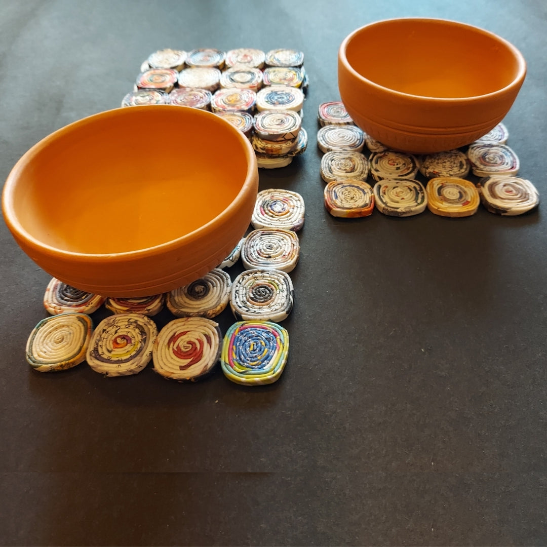 Artistic Paper Coiled Coaster | Unique Table Ware | Durable | Set of 6