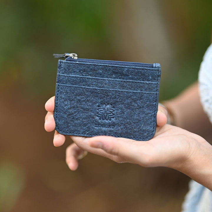Card Holder Wallet For Men & Women | Coconut Leather | Indigo Blue