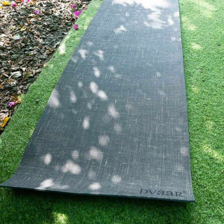 Yoga / Pilate Mat | Made of Rubber And Jute | Strong & Sturdy | Black