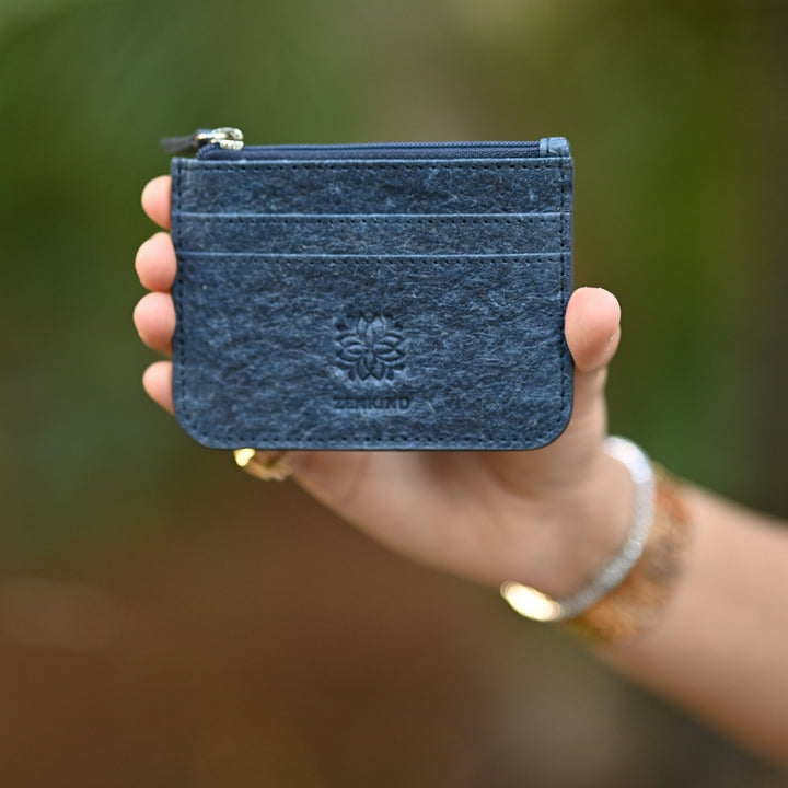Card Holder Wallet For Men & Women | Coconut Leather | Indigo Blue