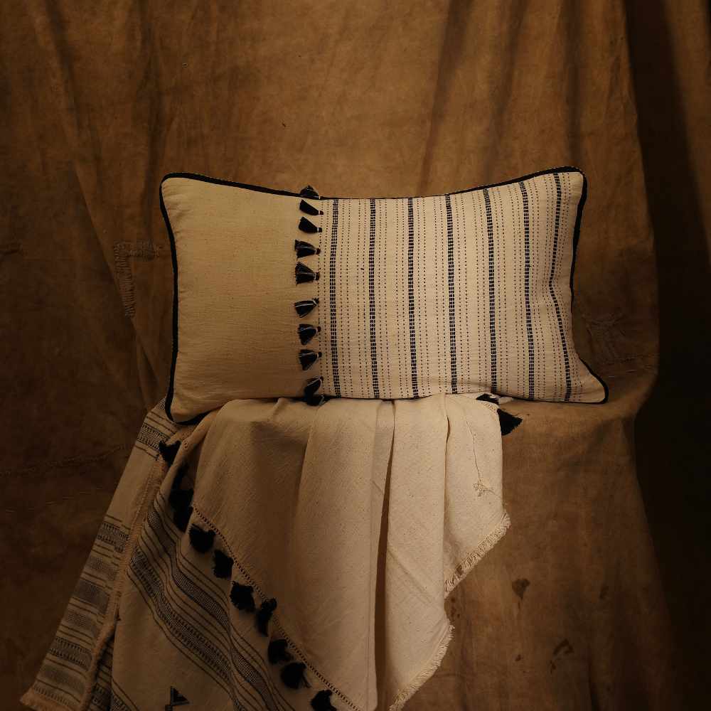 Antique Lumbar Cotton Cushion Cover | 14" x 24"