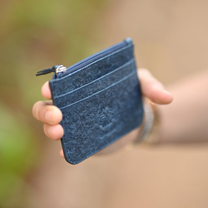 Card Holder Wallet For Men & Women | Coconut Leather | Indigo Blue