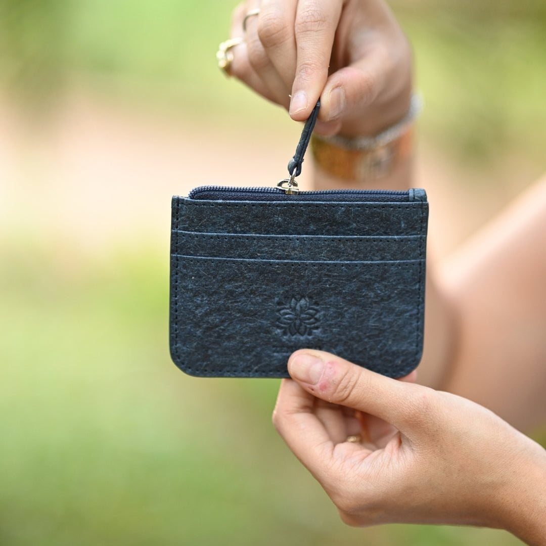 Card Holder Wallet For Men & Women | Coconut Leather | Indigo Blue