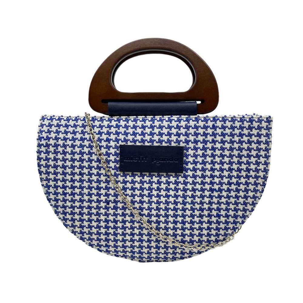 Navy & White Check Handheld-cum-Sling Bag | Classic Grace