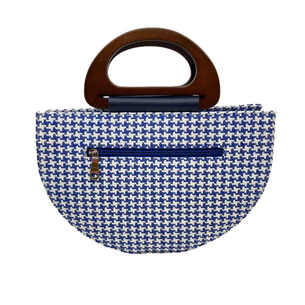 Navy & White Check Handheld-cum-Sling Bag | Classic Grace