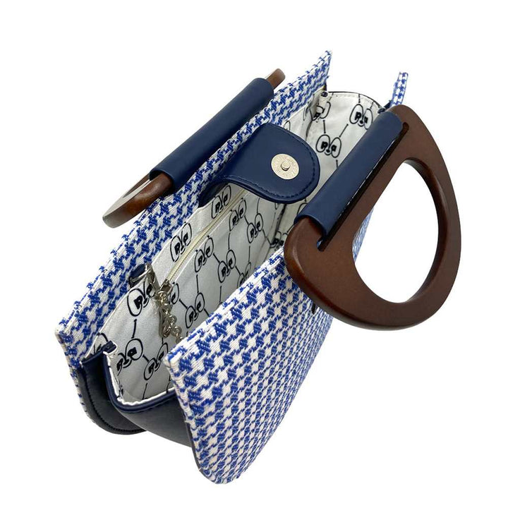 Navy & White Check Handheld-cum-Sling Bag | Classic Grace