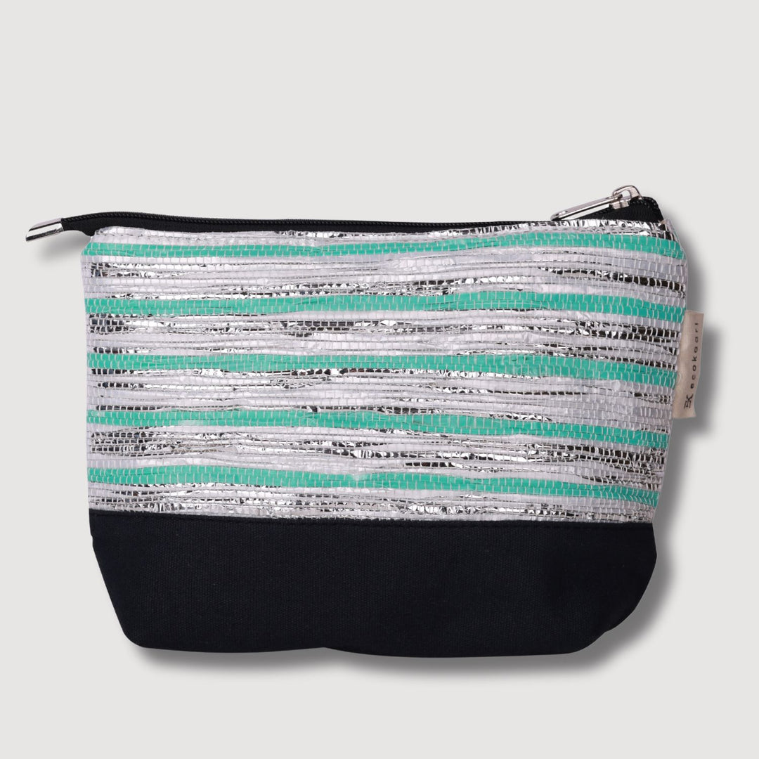 Green-Silver Pouch Bag | Spacious | Hand-Crafted | Stylish