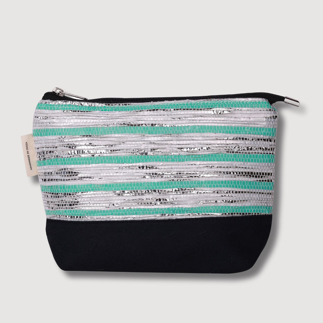 Green-Silver Pouch Bag | Spacious | Hand-Crafted | Stylish