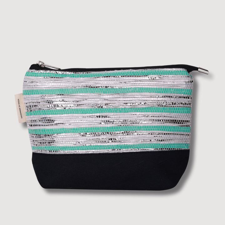 Green-Silver Pouch Bag | Spacious | Hand-Crafted | Stylish