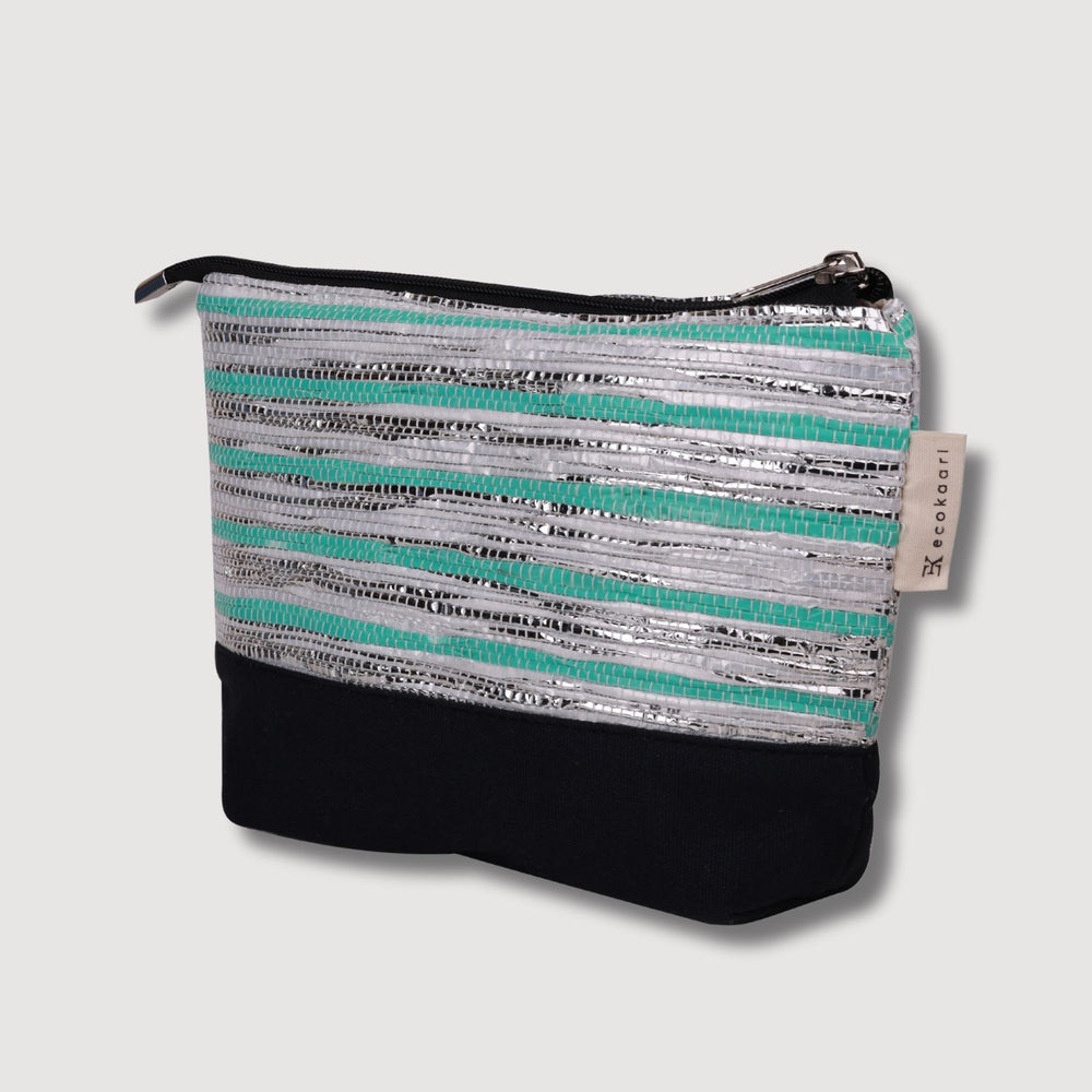 Green-Silver Pouch Bag | Spacious | Hand-Crafted | Stylish