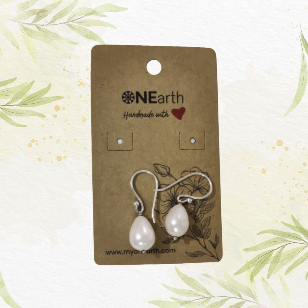 Drop Baroque Shell Pearl Earrings With Silver Hook |