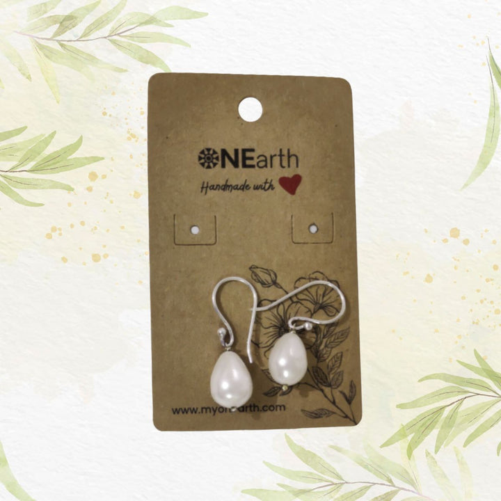 Drop Baroque Shell Pearl Earrings With Silver Hook |