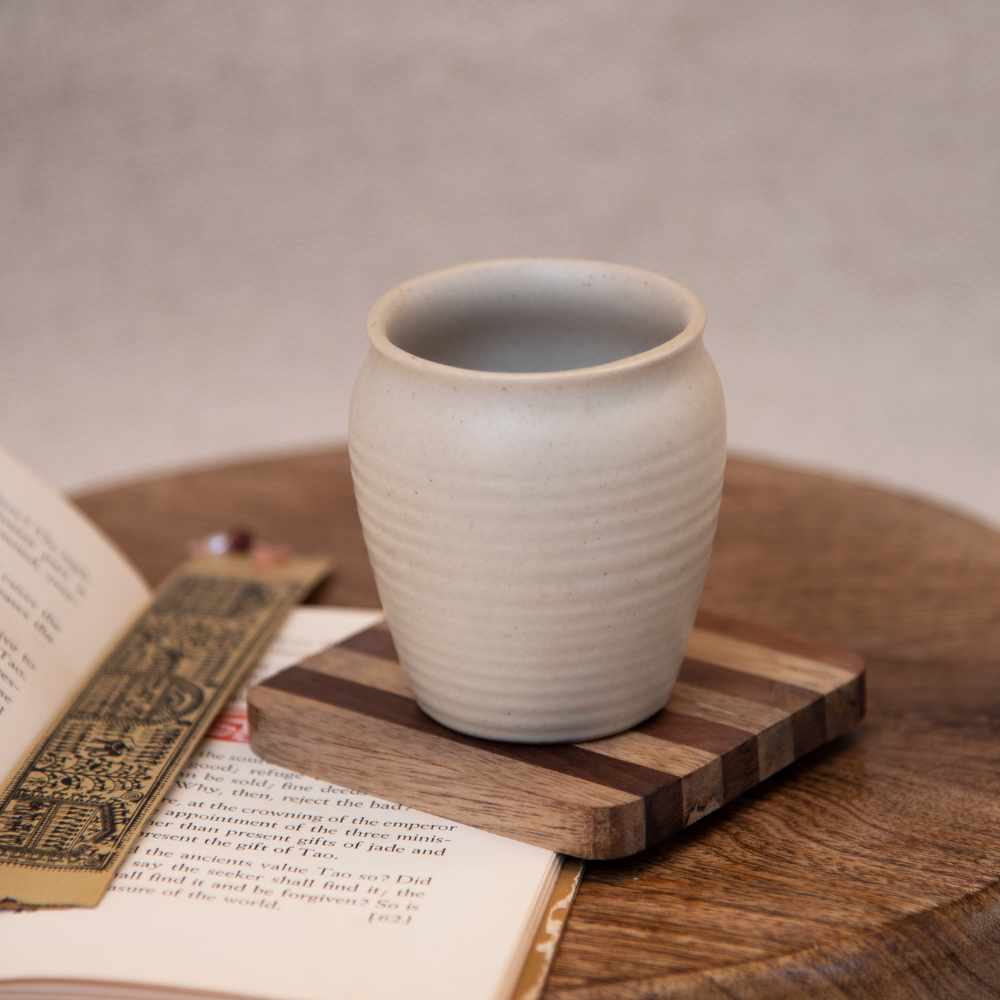 Two Toned Coaster Set With Stand | Mango & Sheesham Wood |  Hand-Crafted | 4 Inch