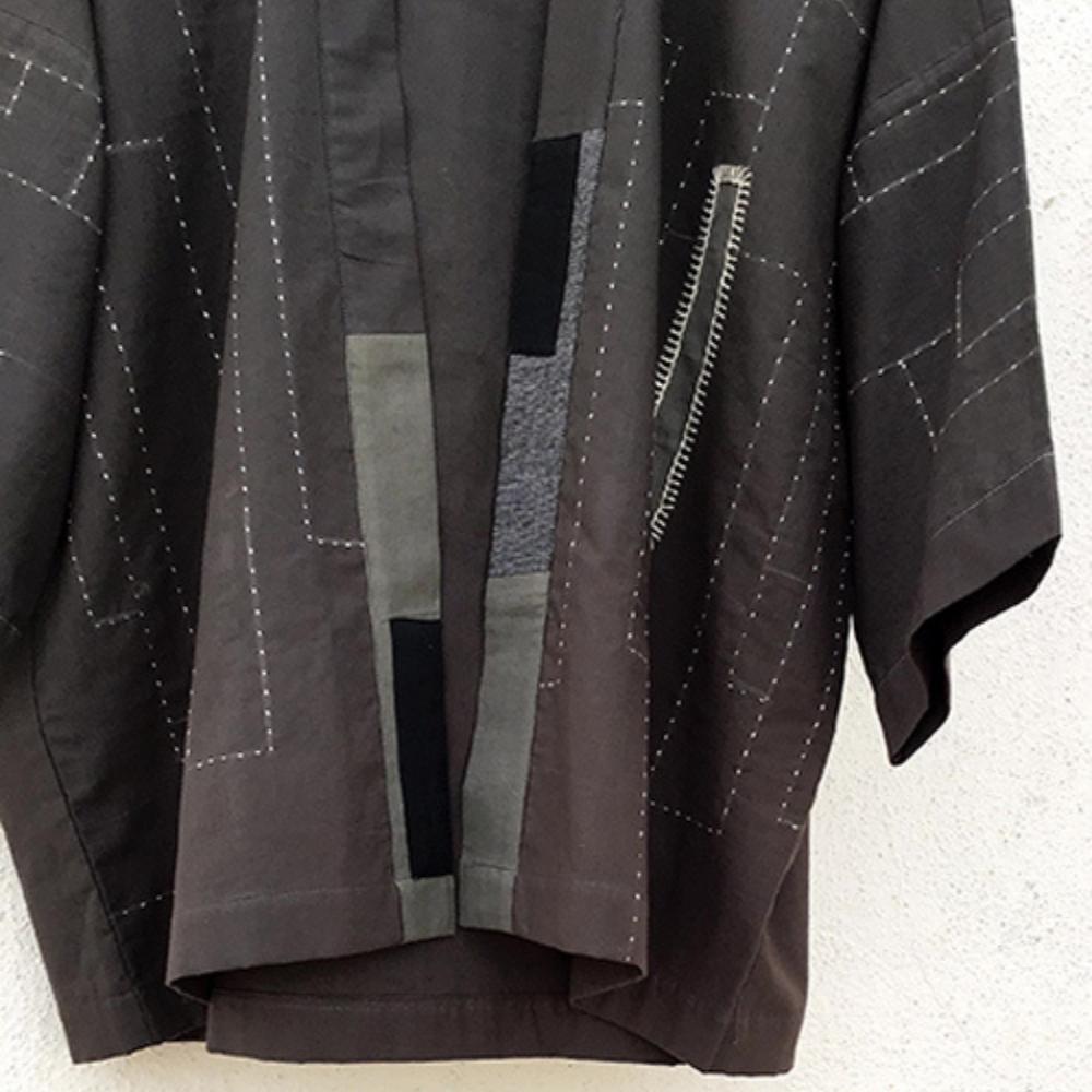 Slate Grey Kimono Jacket | Classy Oversized Jacket | Hand-Crafted | Kantha Embroidery