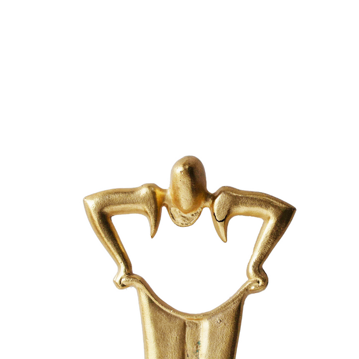 Pulling Pant Sculpture/ Showpiece | Elegant Table Accents | Hand-Crafted | Matt Gold | 21.2 Inch