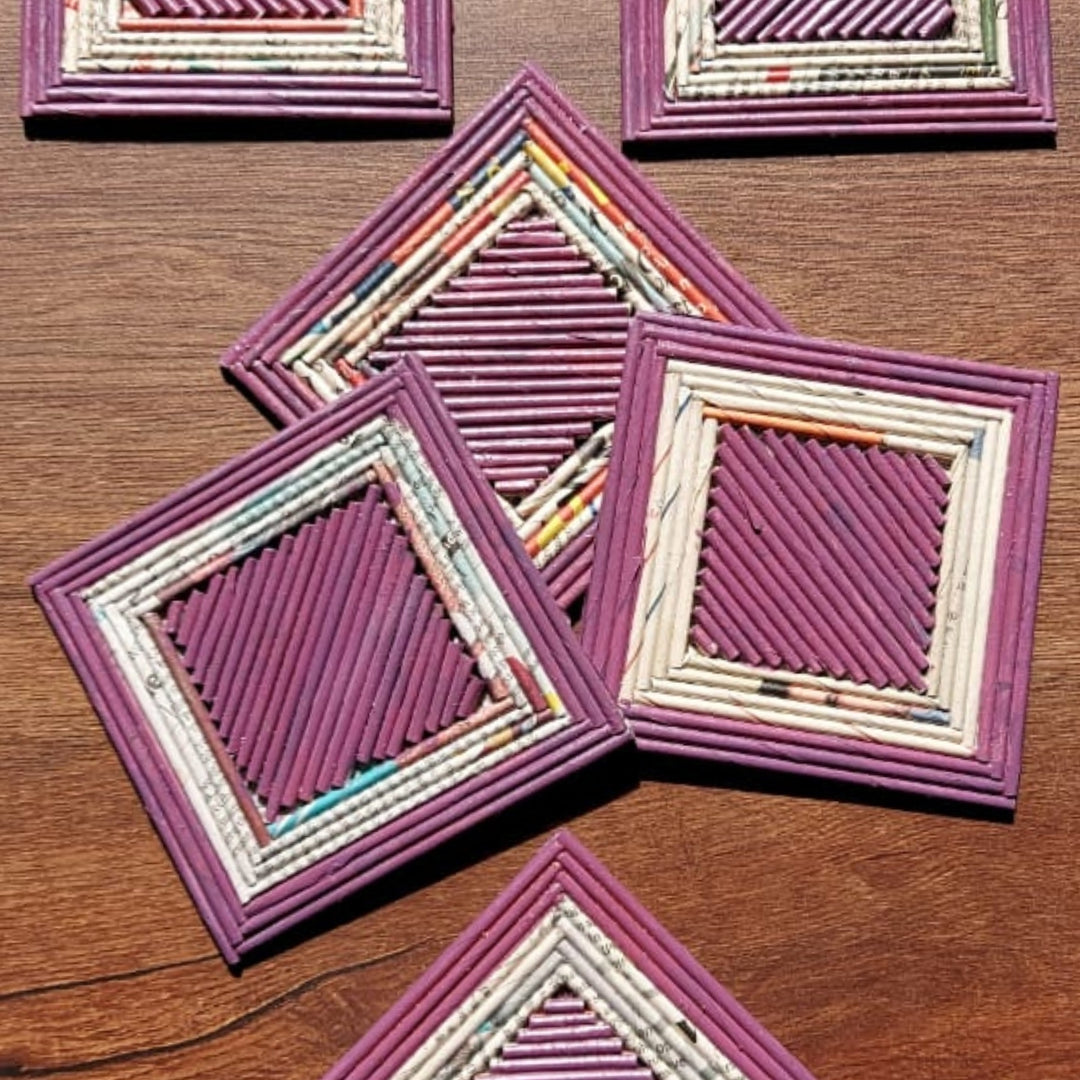 Lavender Square Coasters | Hand Crafted | Peppy Coasters | Durable | Set of 6