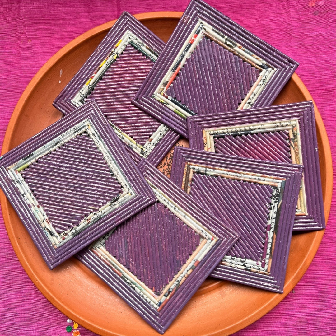 Lavender Square Coasters | Hand Crafted| Peppy Coasters | Durable | Set of 6