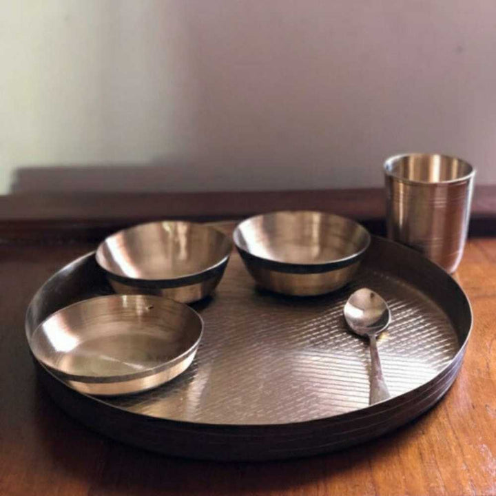 Durable Kansa/Bronze Dinner Set of 6 | Rich Indian Traditional Dining Ware
