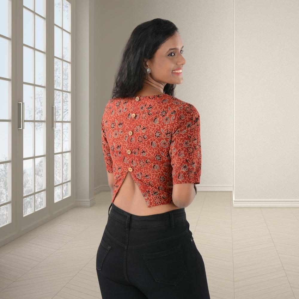 Madder Red Stylish Top of Ajrakh Block Print | All Season | Effortless Style