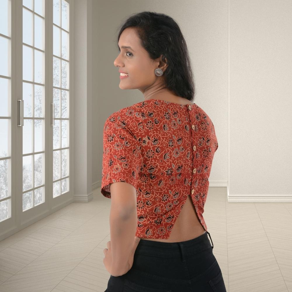 Madder Red Stylish Top of Ajrakh Block Print | All Season | Effortless Style