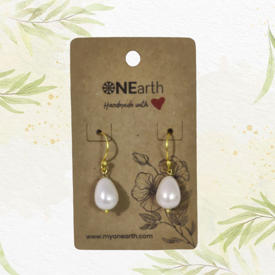 Drop Baroque Shell Pearl Earrings With Golden Hook |