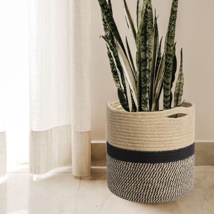 Black Jute Rope Baskets / Planters | Handcrafted |