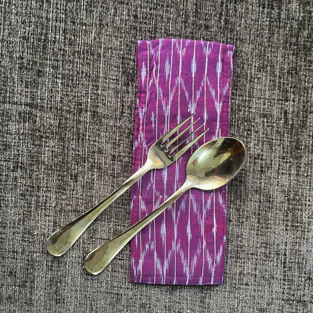 Magenta Ikat Cotton Cutlery Wrap | Hand Crafted