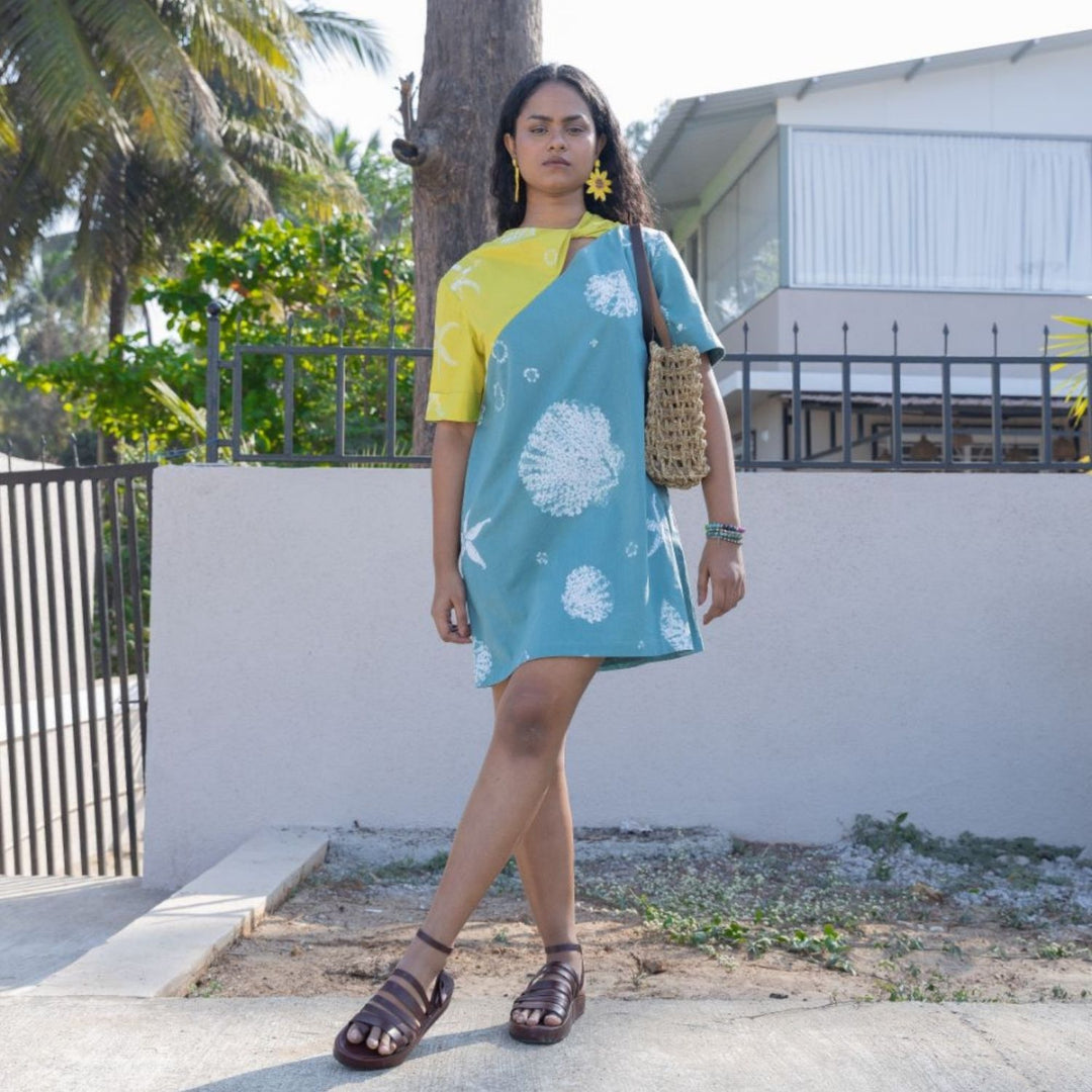 Tropical Shift Dress for Women | Shibori-Crafted | Cotton | All Day Comfort Wear