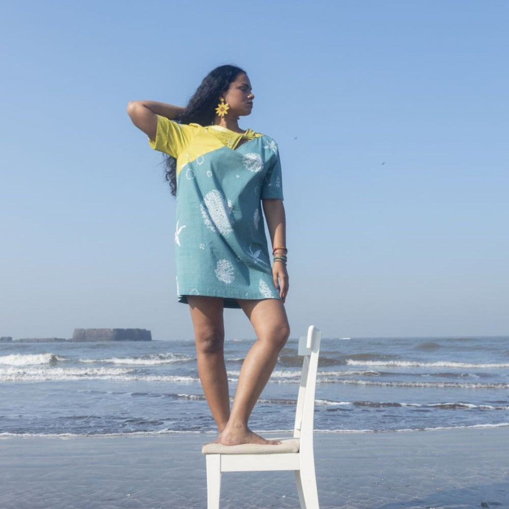 Tropical Shift Dress for Women | Shibori-Crafted | Cotton | All Day Comfort Wear