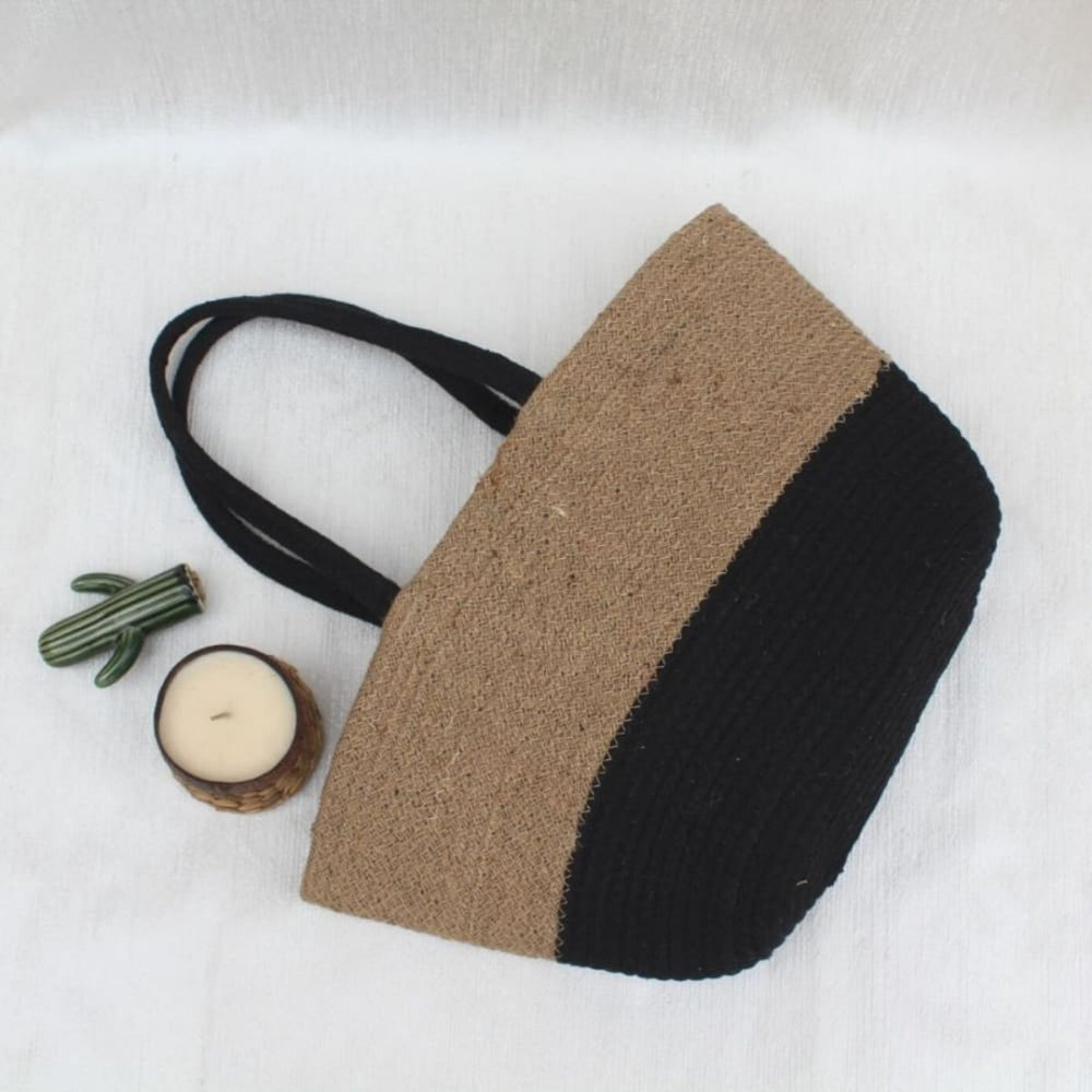 Jute & Black Tote Bag |