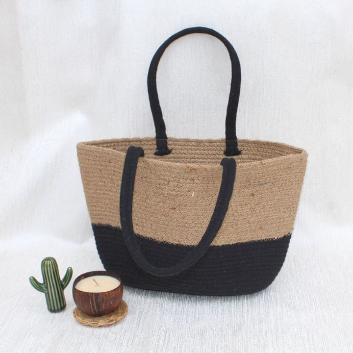 Jute & Black Tote Bag |