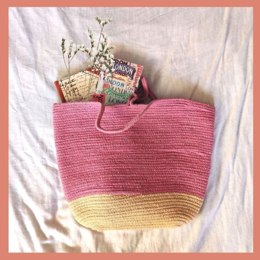Hand-Crafted Rose Pink Tote Bag |