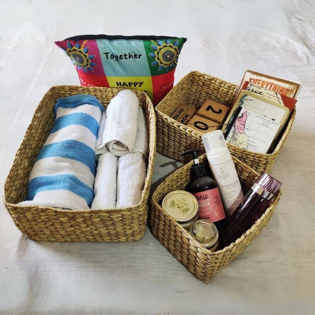 Water Reed / Kauna Grass Storage Baskets | Hand-Crafted | Set Of 3