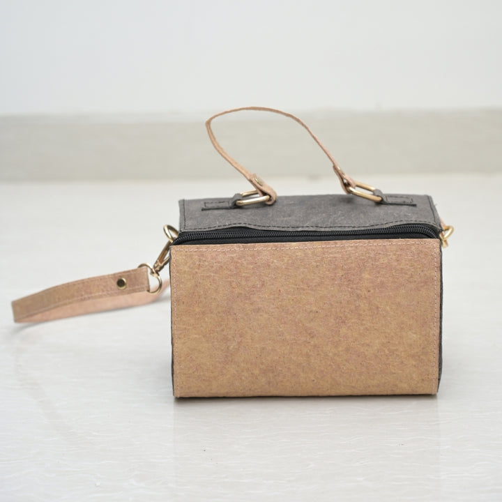Stylish Mini Duffel Bag For Women | Travel Friendly | Coconut Leather | Grey & Beige