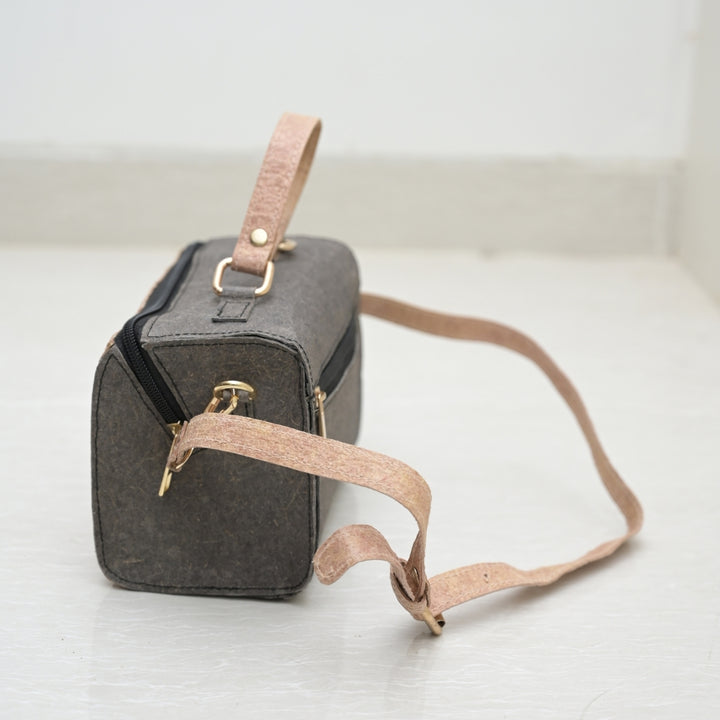 Stylish Mini Duffel Bag For Women | Travel Friendly | Coconut Leather | Grey & Beige