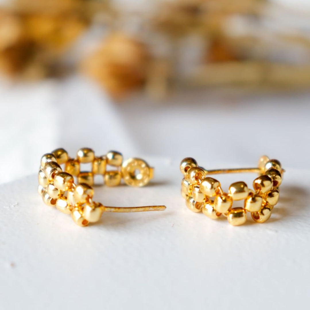 Strips Gold Finish  Hand-Crafted Earrings |