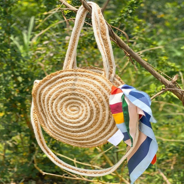 Round Shoulder Sling Bag For Women | Jute & Cotton | Beautiful Accessory