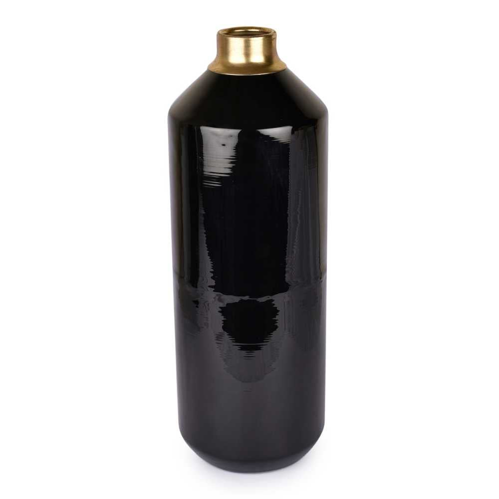 Udaan Black Metal Vase | Contemporary Table Accents | Centre Piece Decor | Hand-Crafted | 13 Inch